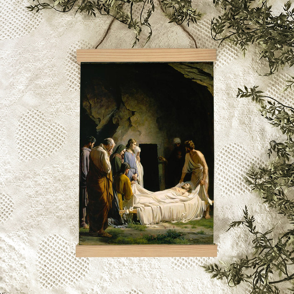 The Burial Of Jesus Hanging Canvas Wall Art - Christan Wall Decor - Religious Canvas