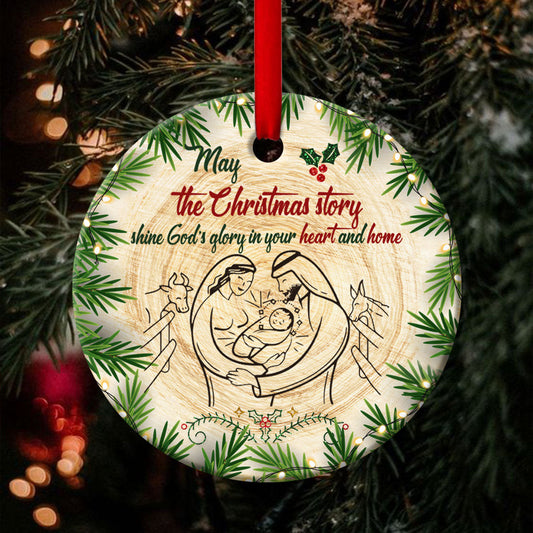 The Christmas Story Shine God's Glory - Christian Ceramic Circle Ornament - Christian Hanging Gift