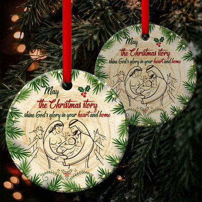 The Christmas Story Shine God's Glory - Christian Ceramic Circle Ornament - Christian Hanging Gift