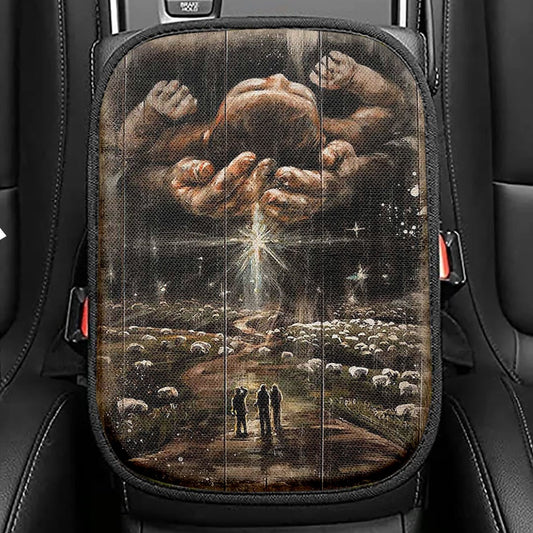 The Day He Was Born Jesus Seat Box Cover, Christian Car Center Console Cover, Bible Verse Car Interior Accessories