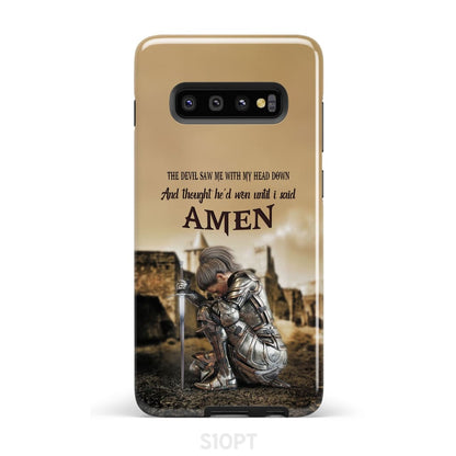 The Devil Saw Me With My Head Down Woman Warrior of Christ Phone Case - Bible Verse IPhone & Samsung Cases
