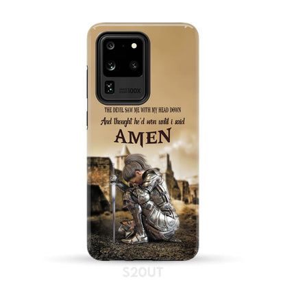 The Devil Saw Me With My Head Down Woman Warrior of Christ Phone Case - Bible Verse IPhone & Samsung Cases