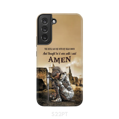 The Devil Saw Me With My Head Down Woman Warrior of Christ Phone Case - Bible Verse IPhone & Samsung Cases