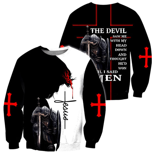 The Devil Saw Me With The Head Down Jesus - Christian Sweatshirt For Women & Men