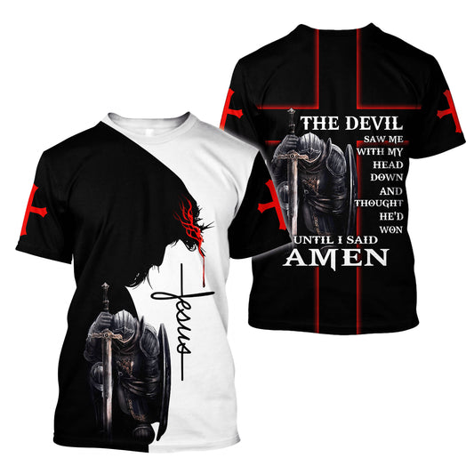 The Devil Saw Me With The Head Down Jesus Shirt - Christian 3D Shirt
