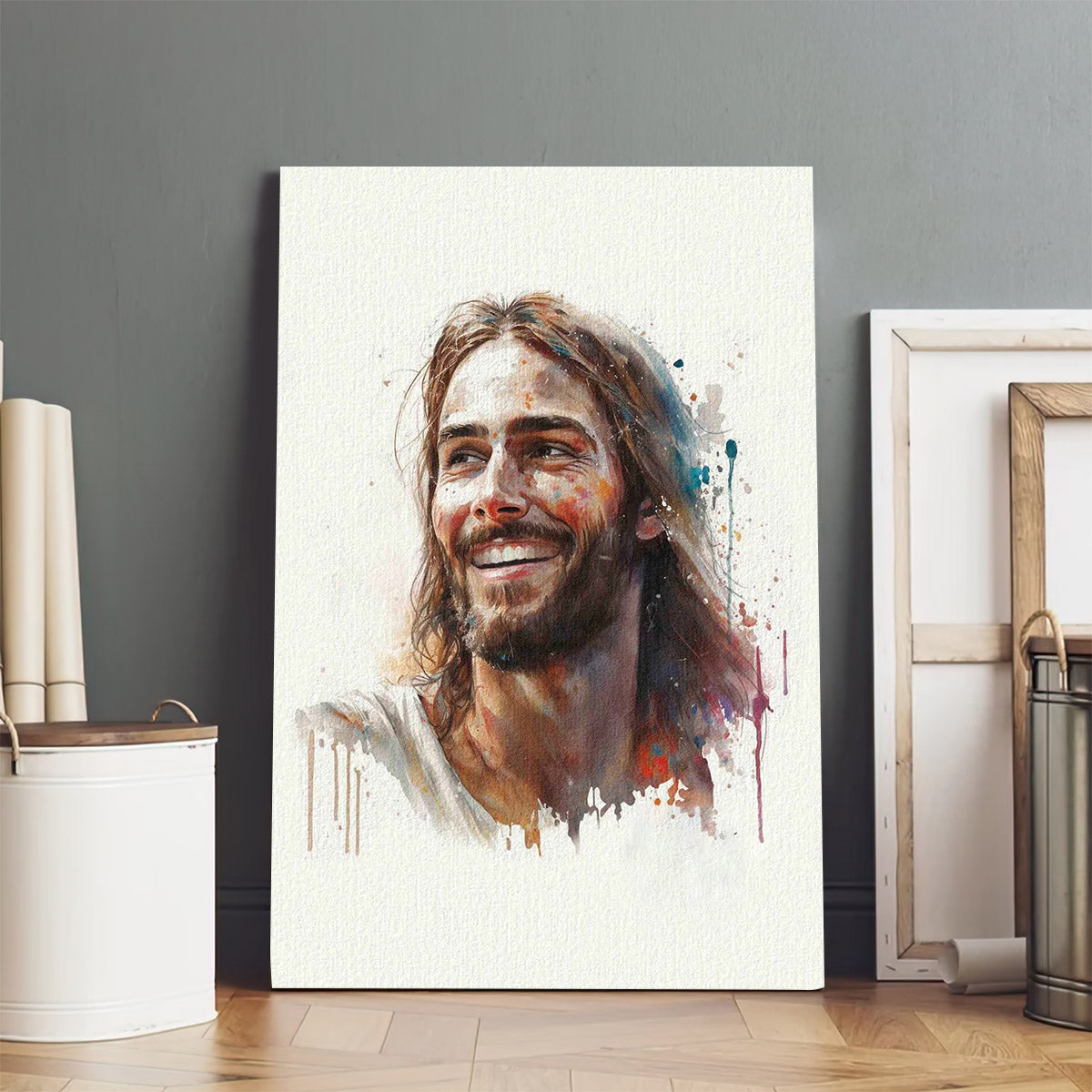 The Divine Painting of Jesus Christ 9 in Watercolor - Jesus Canvas Art - Christian Wall Canvas
