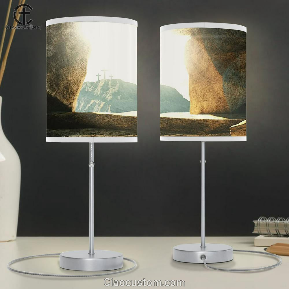 The Empty Tomb Cross Table Lamp Art - Christian Lamp Art Decor - Easter Lamp Art