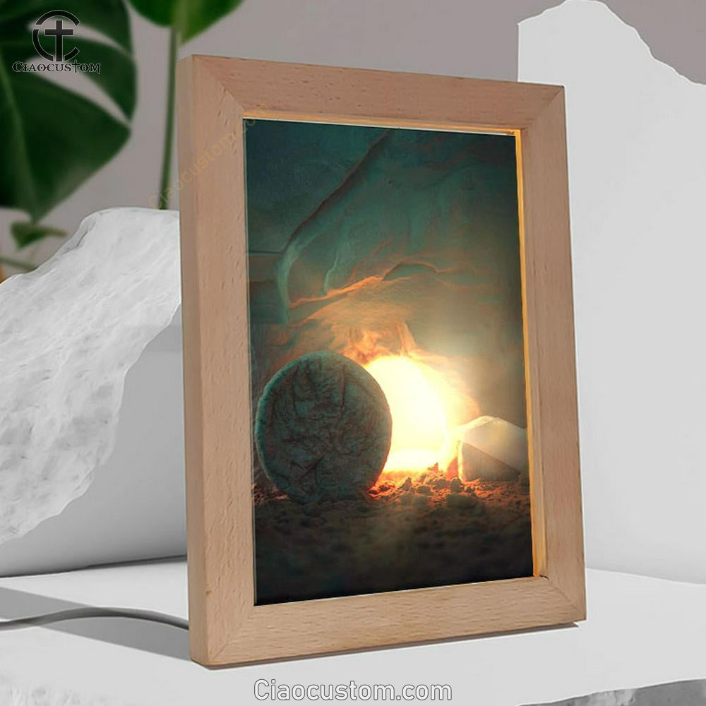 The Empty Tomb Frame Lamp Pictures - Christian Wall Art - Frame Lamp Easter Wall Decor