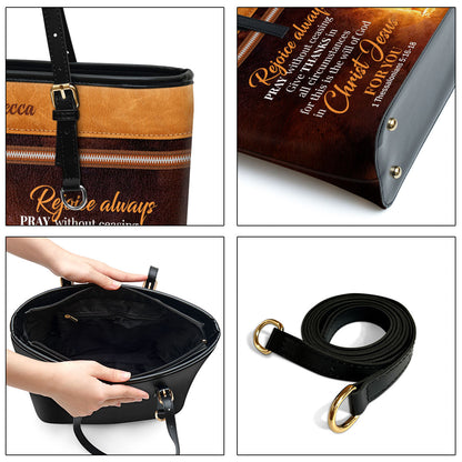 The Empty Tomb Give Thanks In All Circumstances Personalized Large Leather Tote Bag - Religious Gifts For Women Of God