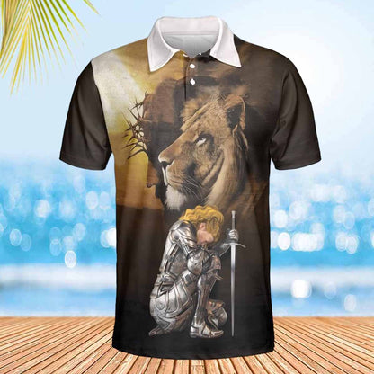 The Fearless Warrior Is Beside Jesus Polo Shirts - Christian Shirt For Men And Women