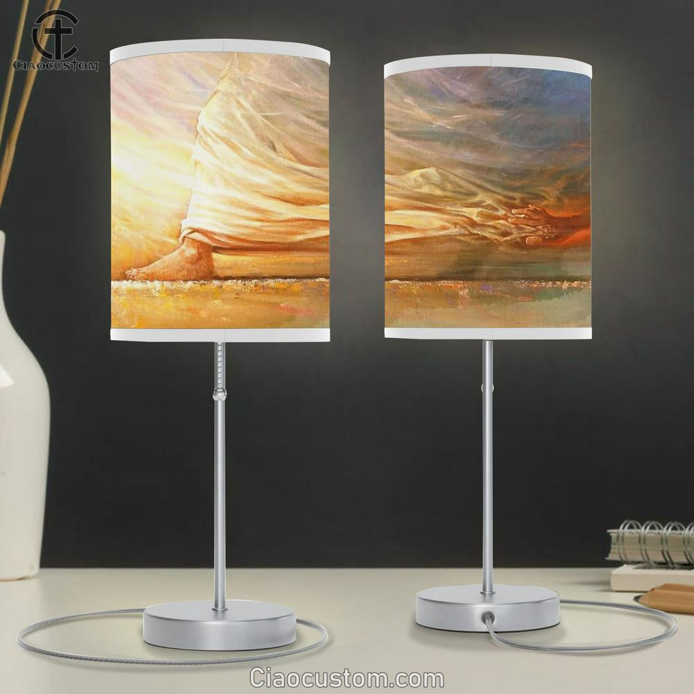 The Feet Of Jesus Table Lamp - Touch Of Faith Large Table Lamp - Christian Table Lamp Prints - Religious Table Lamp Art