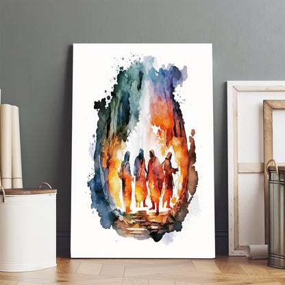 The Fiery Furnace In Watercolor - Canvas Pictures - Jesus Canvas Art - Christian Wall Art