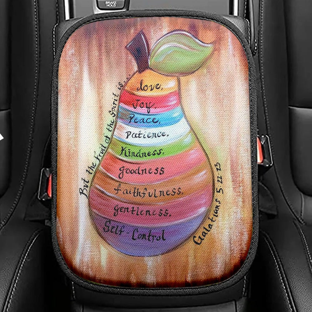 The Fruit Of The Spirit Seat Box Cover, Pear Kitchen Car Center Console Cover, Christian Car Interior Accessories