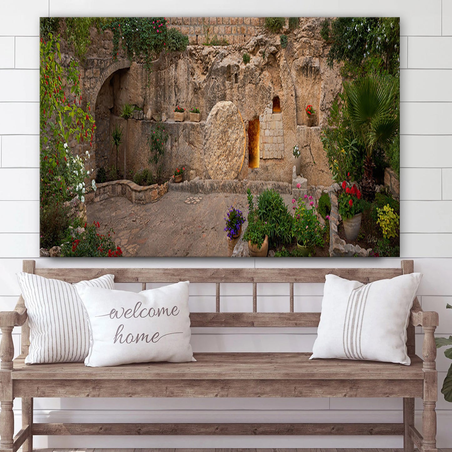 The Garden Tomb Panoramic Canvas Wall Art - Jesus Christ Picture - Canvas Christian Wall Art