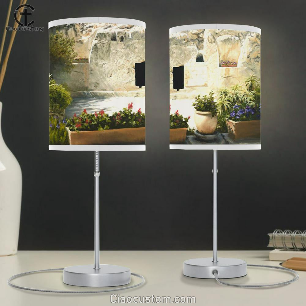 The Garden Tomb Table Lamp Art - Christian Lamp Art Decor - Easter Lamp Art