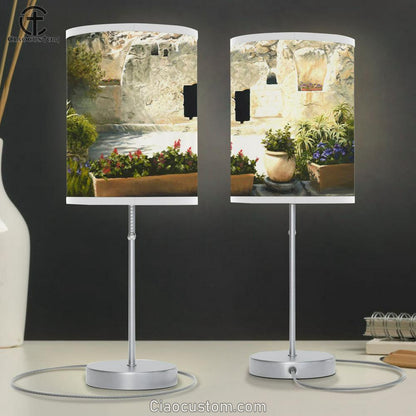 The Garden Tomb Table Lamp Art - Christian Lamp Art Decor - Easter Lamp Art