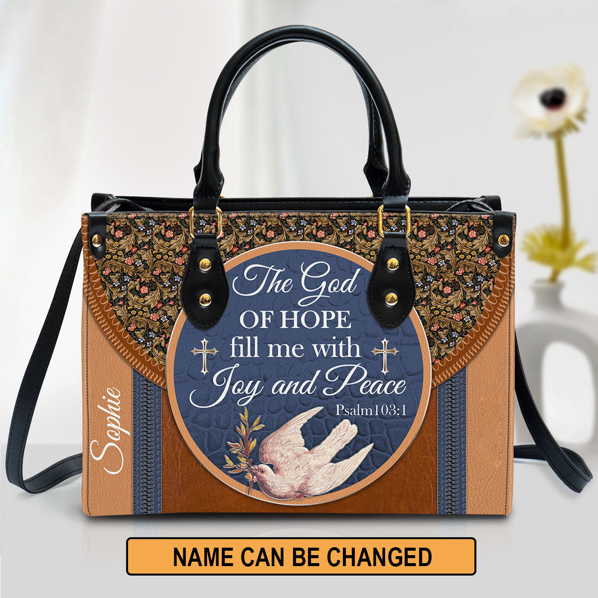 The God Of Hope Fill Me With Joy And Peace Beautiful Pigeon Personalized Leather Bag For Women - Religious Gifts For Women