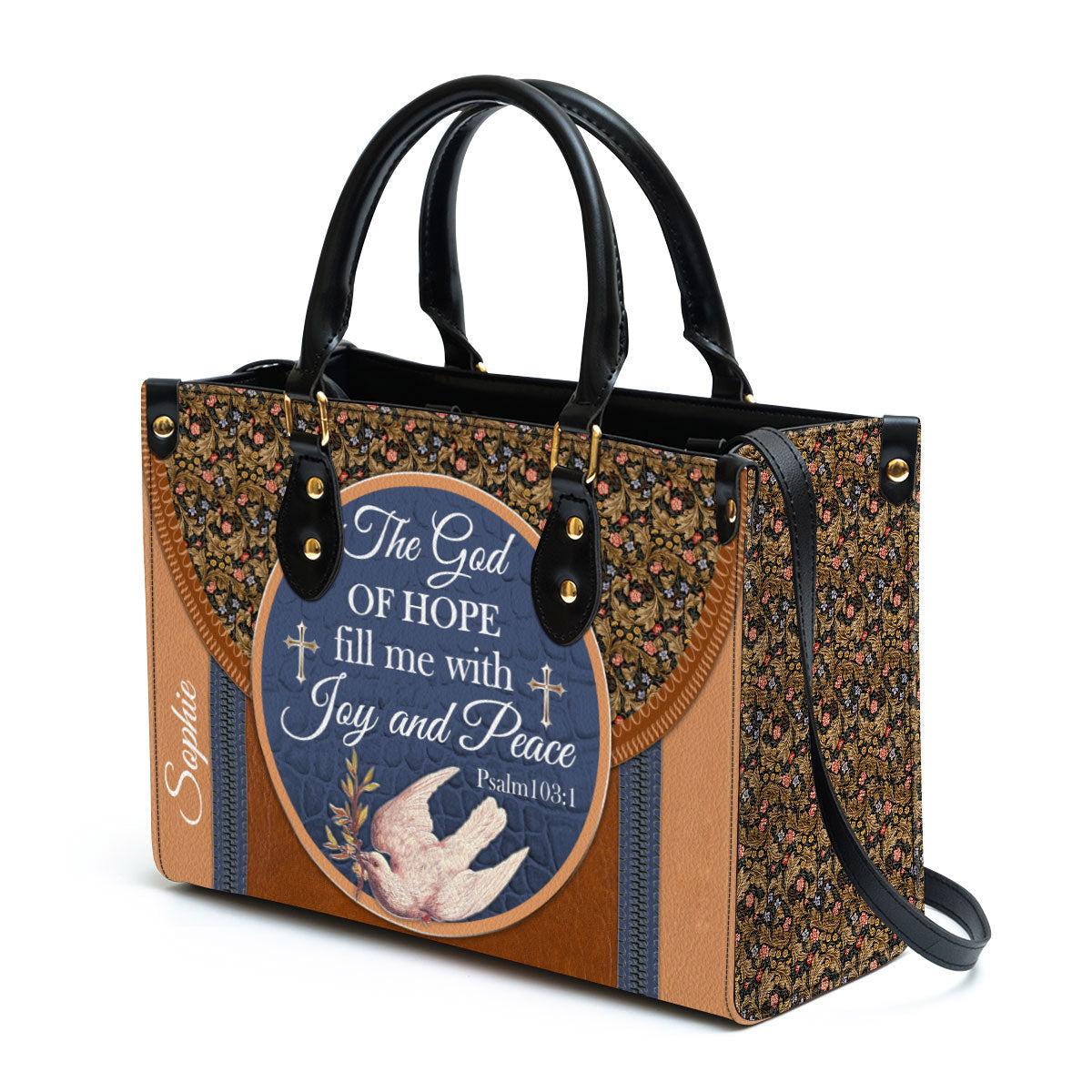 The God Of Hope Fill Me With Joy And Peace Beautiful Pigeon Personalized Leather Bag For Women - Religious Gifts For Women