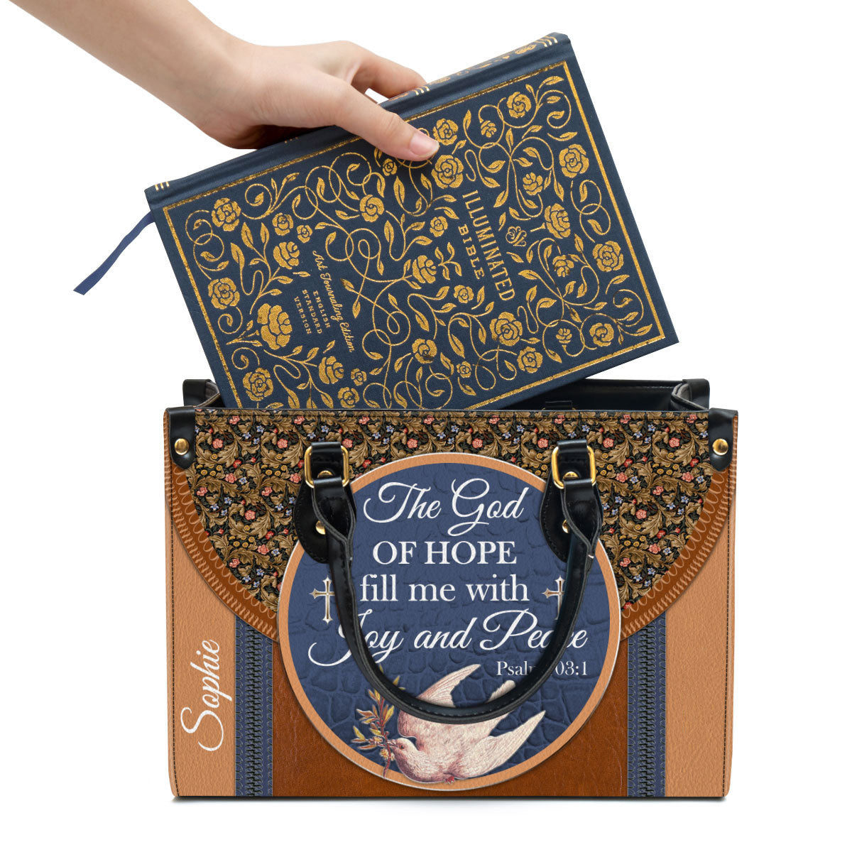 The God Of Hope Fill Me With Joy And Peace Beautiful Pigeon Personalized Leather Bag For Women - Religious Gifts For Women