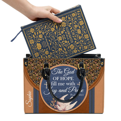 The God Of Hope Fill Me With Joy And Peace Beautiful Pigeon Personalized Leather Bag For Women - Religious Gifts For Women