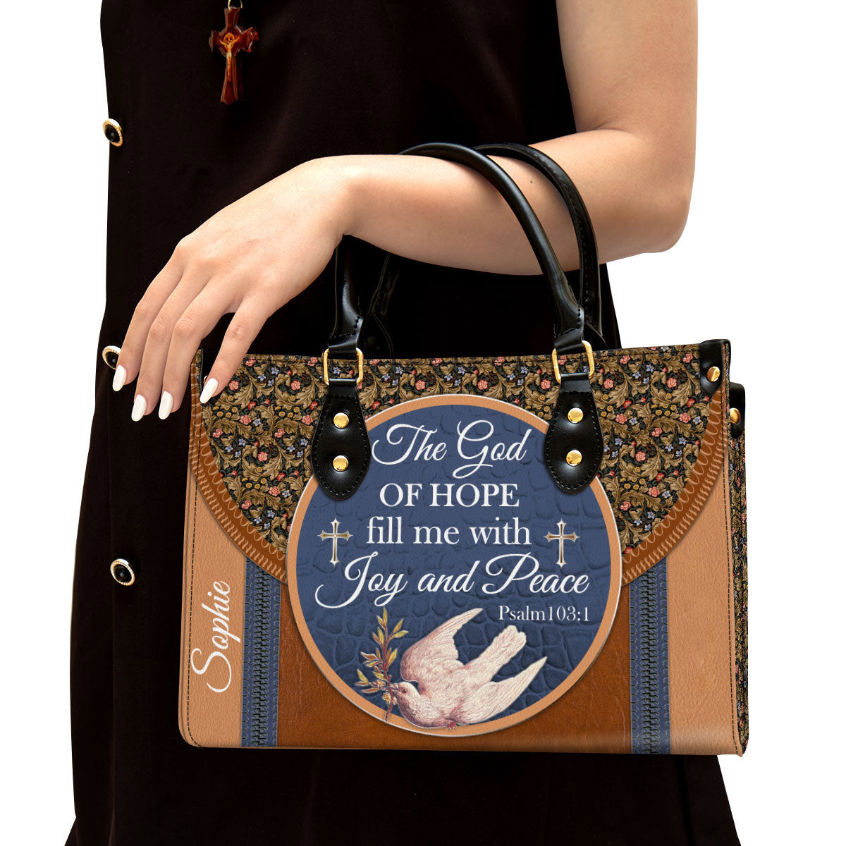 The God Of Hope Fill Me With Joy And Peace Beautiful Pigeon Personalized Leather Bag For Women - Religious Gifts For Women