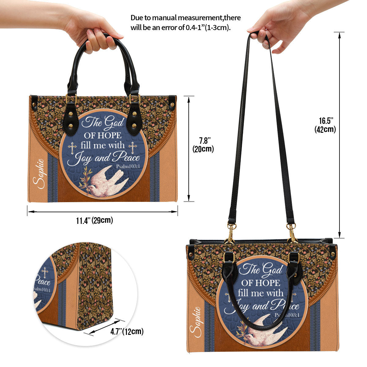 The God Of Hope Fill Me With Joy And Peace Beautiful Pigeon Personalized Leather Bag For Women - Religious Gifts For Women