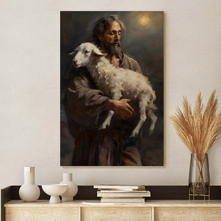 The Good Shepard Modern Art Oil Painting Portraiture - Canvas Pictures - Jesus Canvas Art - Christian Wall Art