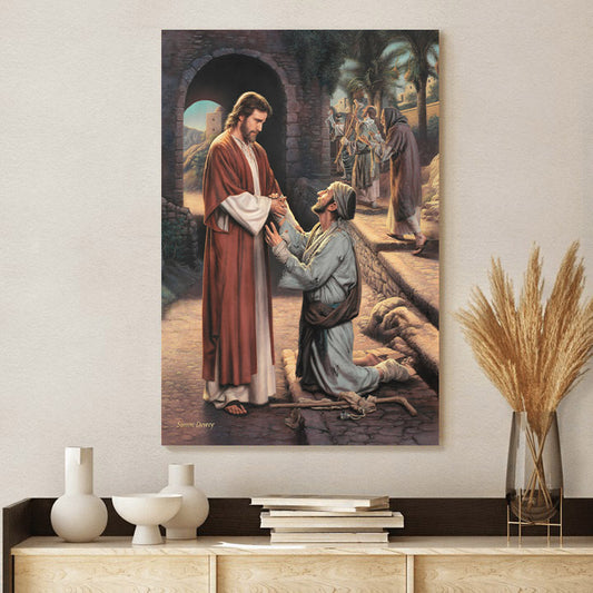 The Grateful Leper Canvas Wall Art - Jesus Canvas Pictures - Christian Canvas Wall Art