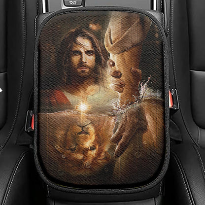 The Hand Of God Jesus Seat Box Cover, Jesus Christ Car Center Console Cover, Christian Car Interior Accessories