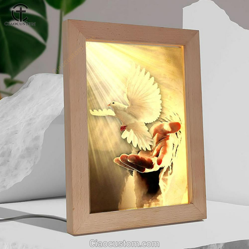 The Hand Of God Picture Jesus Hands Frame Lamp Prints - Bible Verse Wooden Lamp - Scripture Night Light