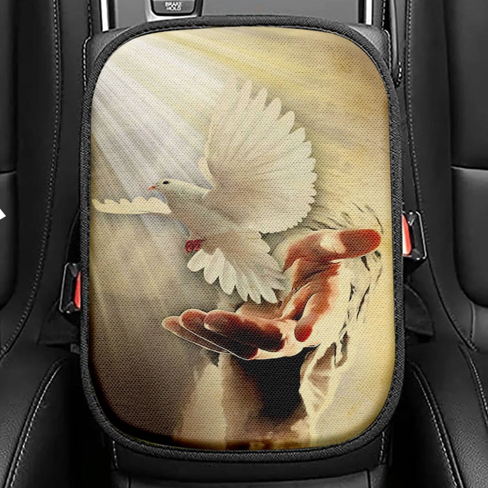 The Hand Of God Picture Jesus Hands Seat Box Cover, Bible Verse Car Center Console Cover, Scripture Interior Car Accessories