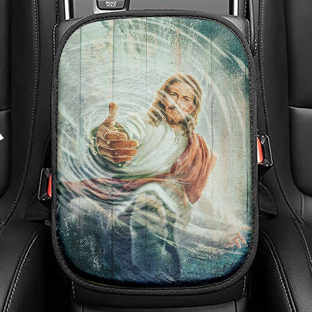 The Hand Of God Seat Box Cover Jesus Hands Seat Box Cover, Bible Verse Car Center Console Cover, Scripture Car Interior Accessories