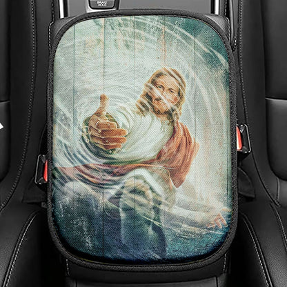 The Hand Of God Seat Box Cover Jesus Hands Seat Box Cover, Bible Verse Car Center Console Cover, Scripture Car Interior Accessories