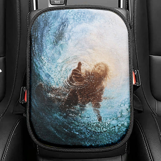 The Hand Of God Seat Box Cover, Jesus Take My Hand Car Center Console Cover, Christian Car Interior Accessories