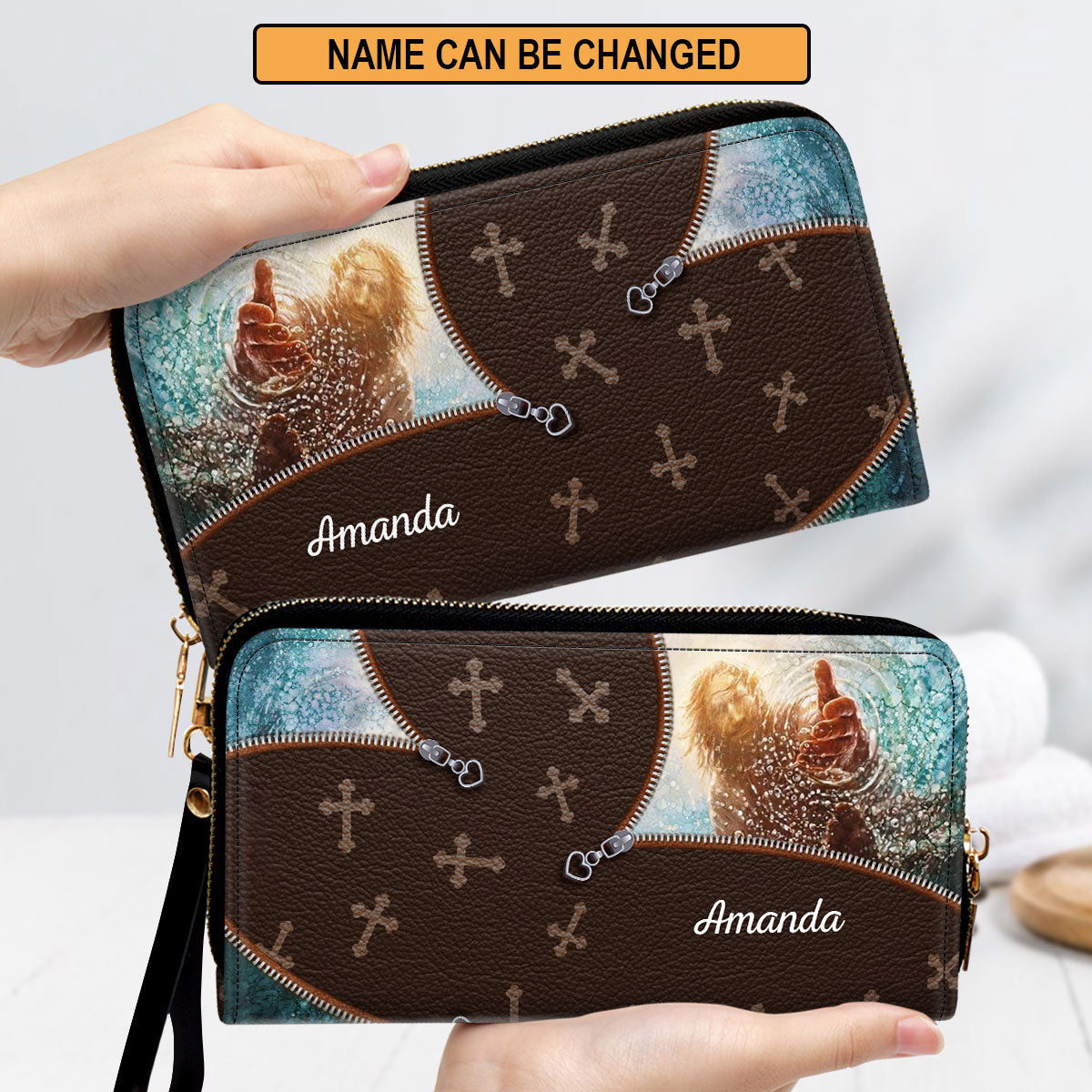 The Hand Of Jesus - Take My Hand Clutch Purse For Women - Personalized Name - Christian Gifts For Women