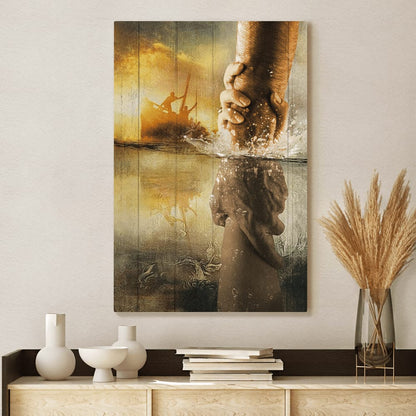 The Hand Of Jesus Ocean Painting Jesus Is Our Savior Canvas Wall Art - Christian Wall Posters - Religious Wall Decor
