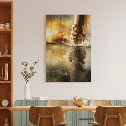 The Hand Of Jesus Ocean Painting Jesus Is Our Savior Canvas Wall Art - Christian Wall Posters - Religious Wall Decor