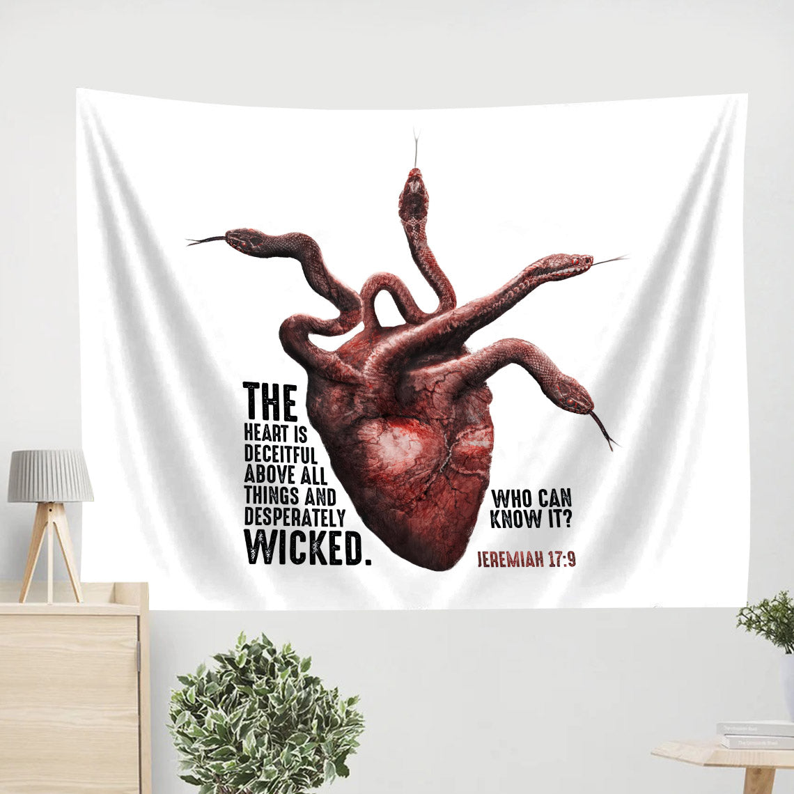 The Heart Is Deceitful Above All Things, And Desperately Wicked Jeremiah 17 9 - Religious Tapestry - Bible Wall Tapestry