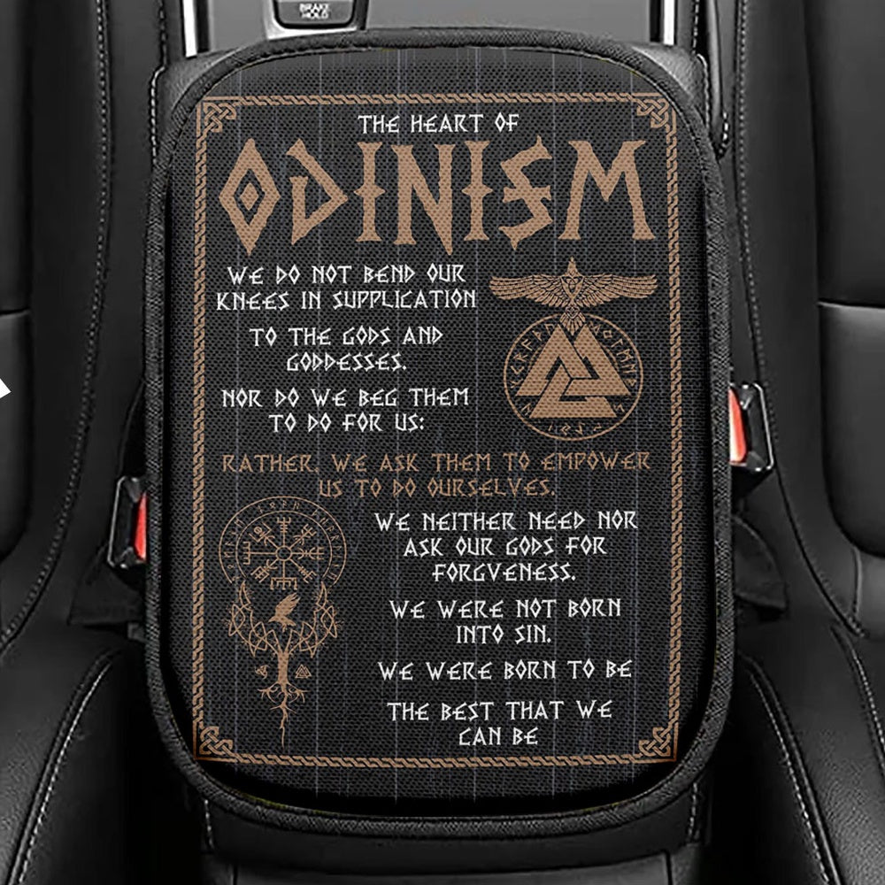 The Heart Of Odinism Seat Box Cover, Christian Car Center Console Cover, Religious Car Interior Accessories