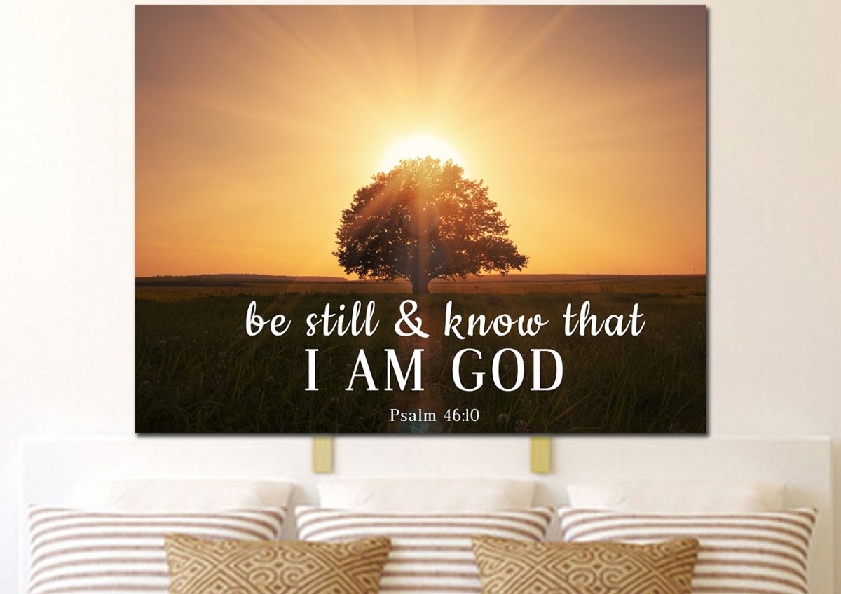 The Hiding Sunset & Be Still Canvas - Christian Canvas Wall Art