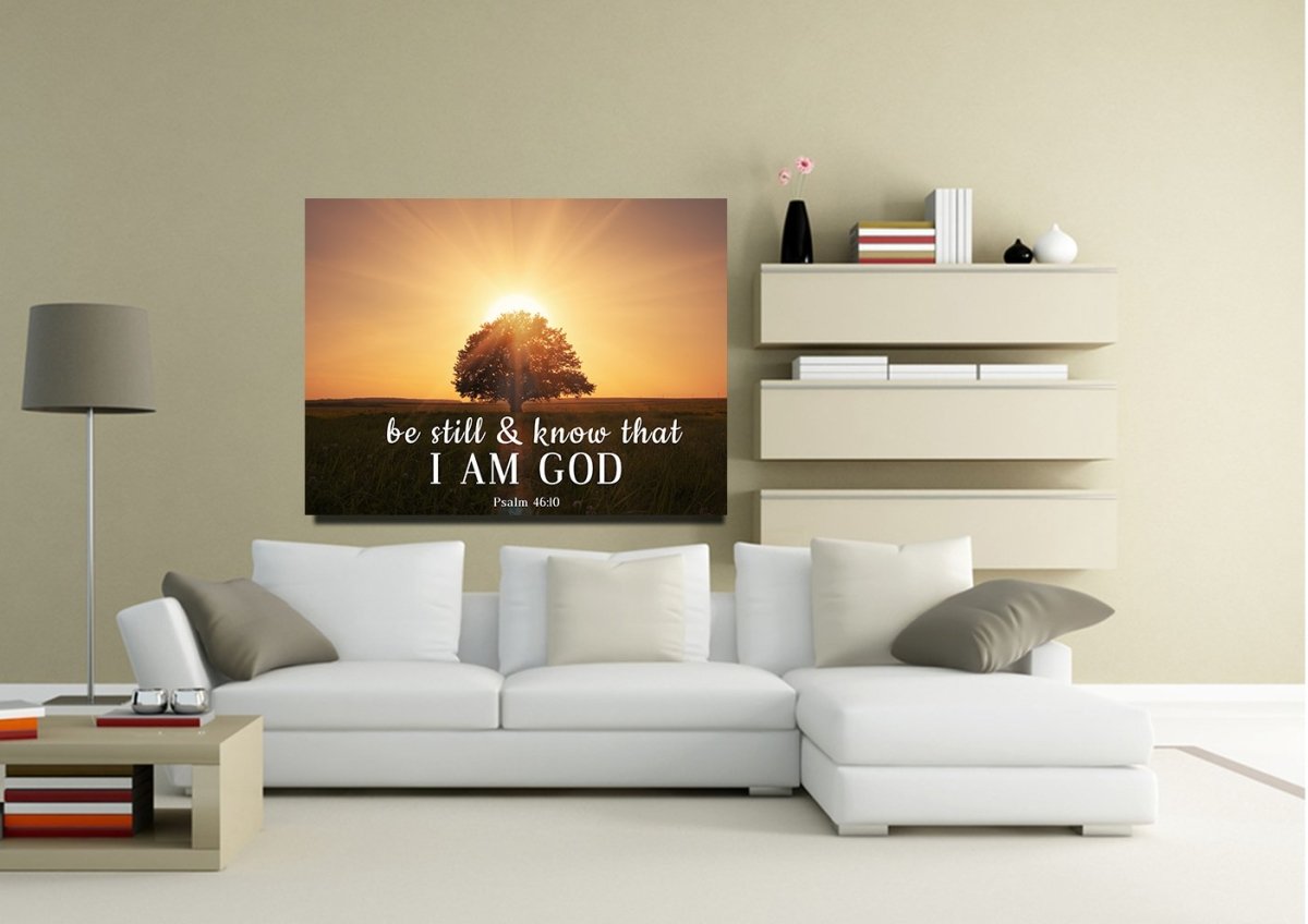 The Hiding Sunset & Be Still Canvas - Christian Canvas Wall Art