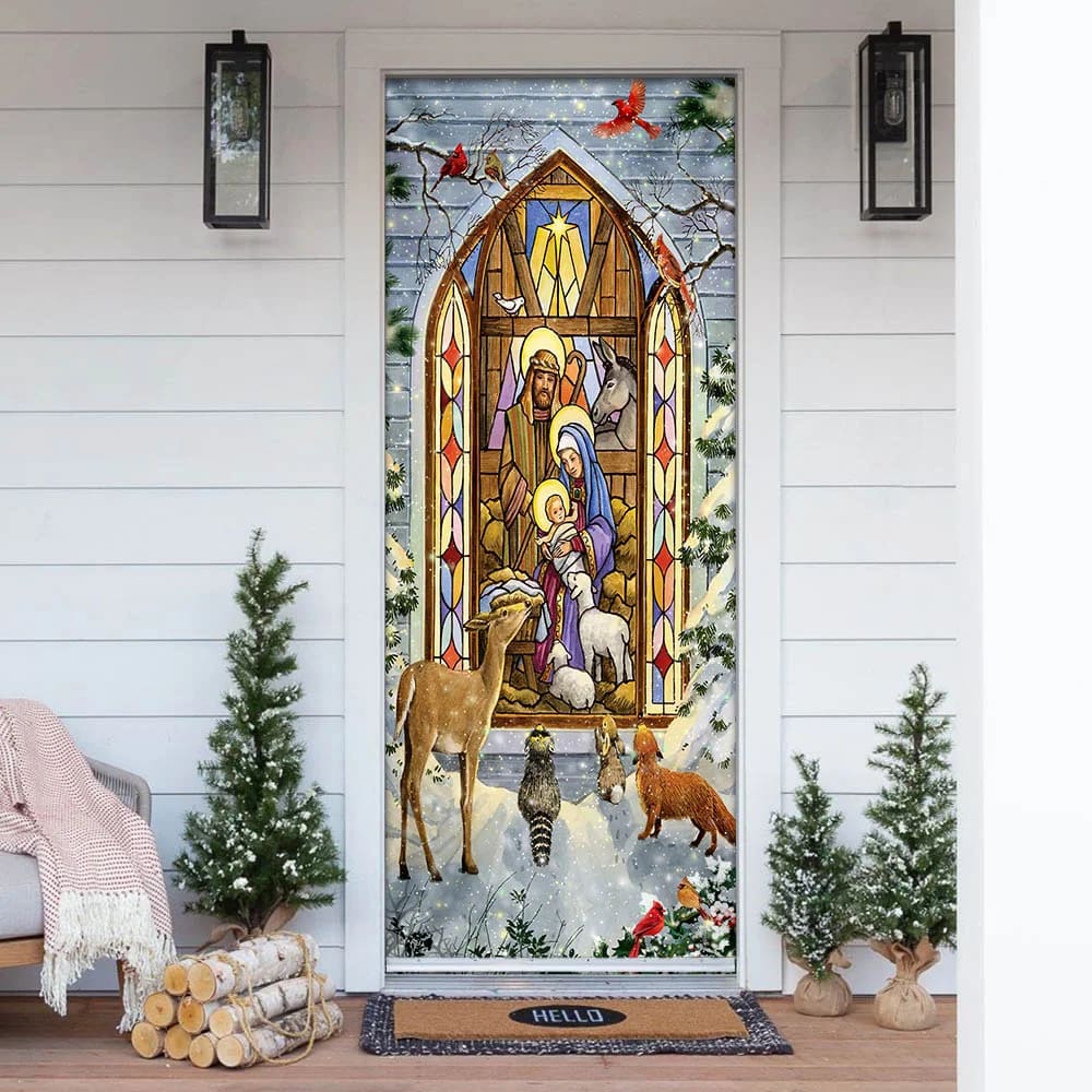 The Holy Family Door Cover - Christmas Nativity Scene Door Cover - Christmas Door Cover - Christmas Outdoor Decoration