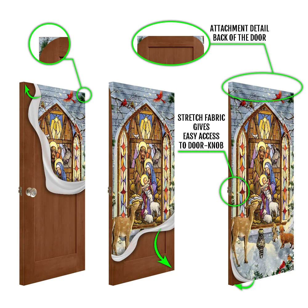 The Holy Family Door Cover - Christmas Nativity Scene Door Cover - Christmas Door Cover - Christmas Outdoor Decoration