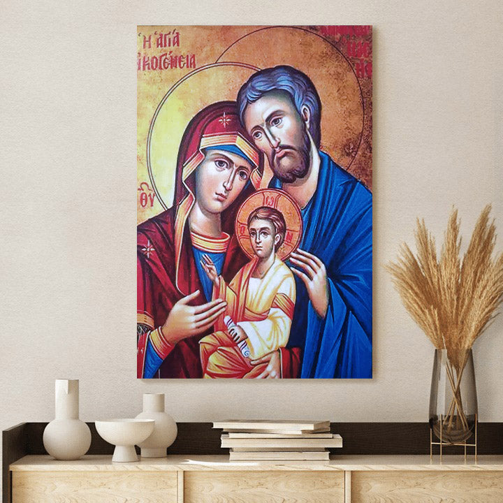 The Holy Family Jesus Canvas Wall Art - Christian Wall Art Decor - Religious Wall Art Canvas