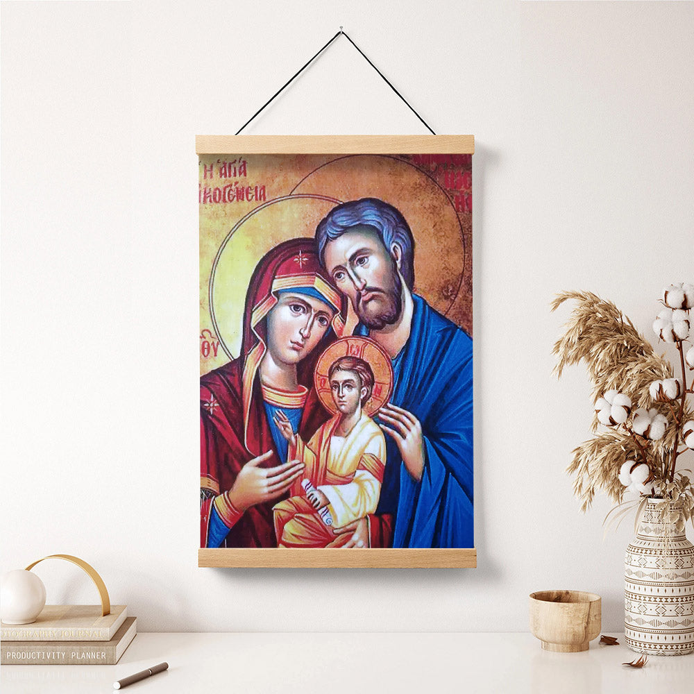The Holy Family Jesus Hanging Canvas Wall Art - Christian Wall Art Decor - Religious Hanging Canvas Wall Art