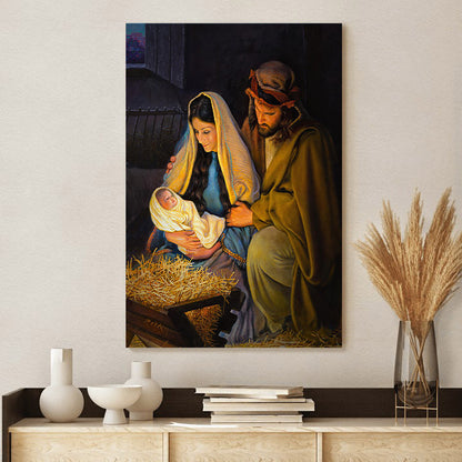 The Holy Family With Saint Francis  Canvas Wall Art - Jesus Canvas Pictures - Christian Wall Art
