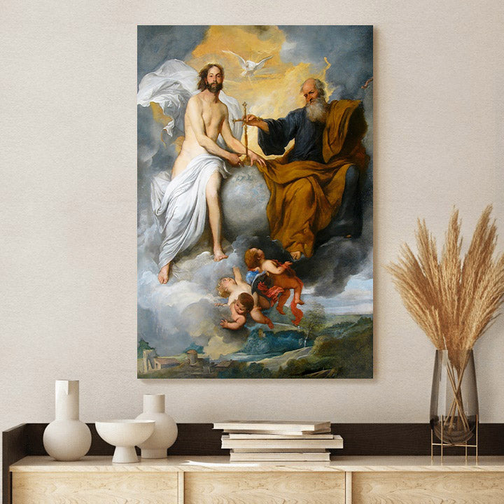 The Holy Trinity Pietro Novelli Oil Painting Canvas Picture - Jesus Christ Canvas Art - Christian Wall Canvas