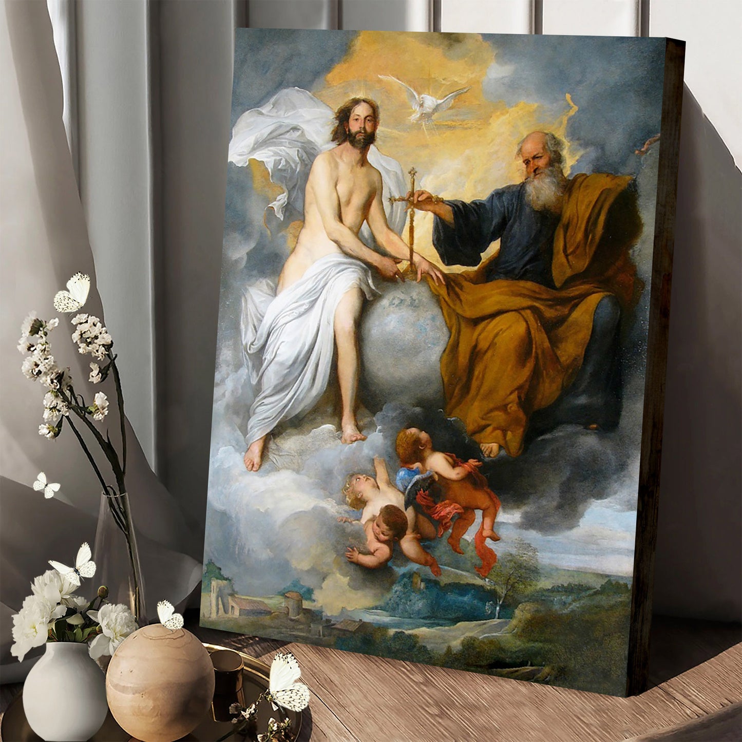 The Holy Trinity Pietro Novelli Oil Painting Canvas Picture - Jesus Christ Canvas Art - Christian Wall Canvas