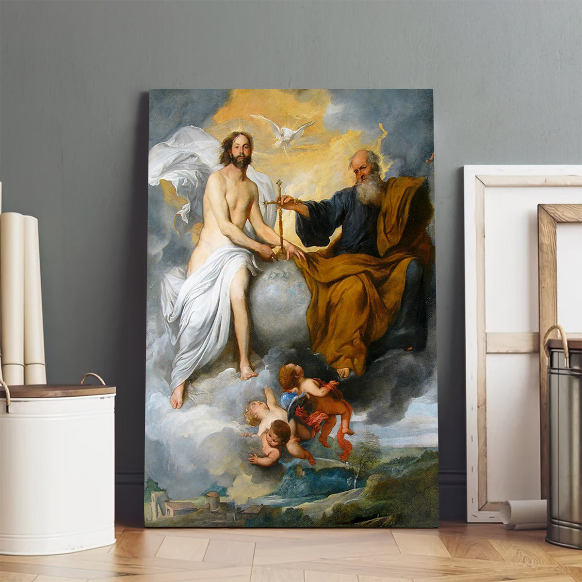 The Holy Trinity Pietro Novelli Oil Painting Canvas Picture - Jesus Christ Canvas Art - Christian Wall Canvas