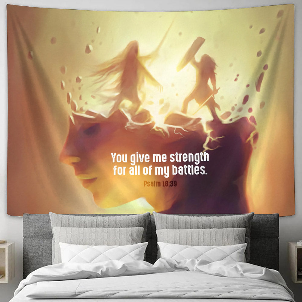 The Inner Battle Psalm 18 39 - Jesus Wall Tapestry - Tapestry Wall Hanging - Christian Tapestry